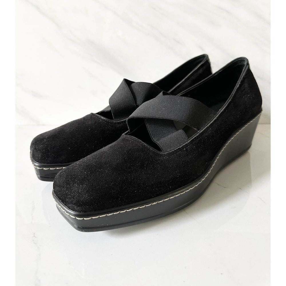 Donald J. Pliner Slip On Wedge Heel Black Suede Leather Women's 9 M